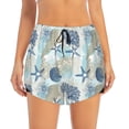 thumbnail image 2 of Vsdgher Algae Corals and Seashells Print Women's Running Double Layer Shorts High Waisted with Pockets Elastic Yoga Workout Athletic Gym Sports, 2 of 8
