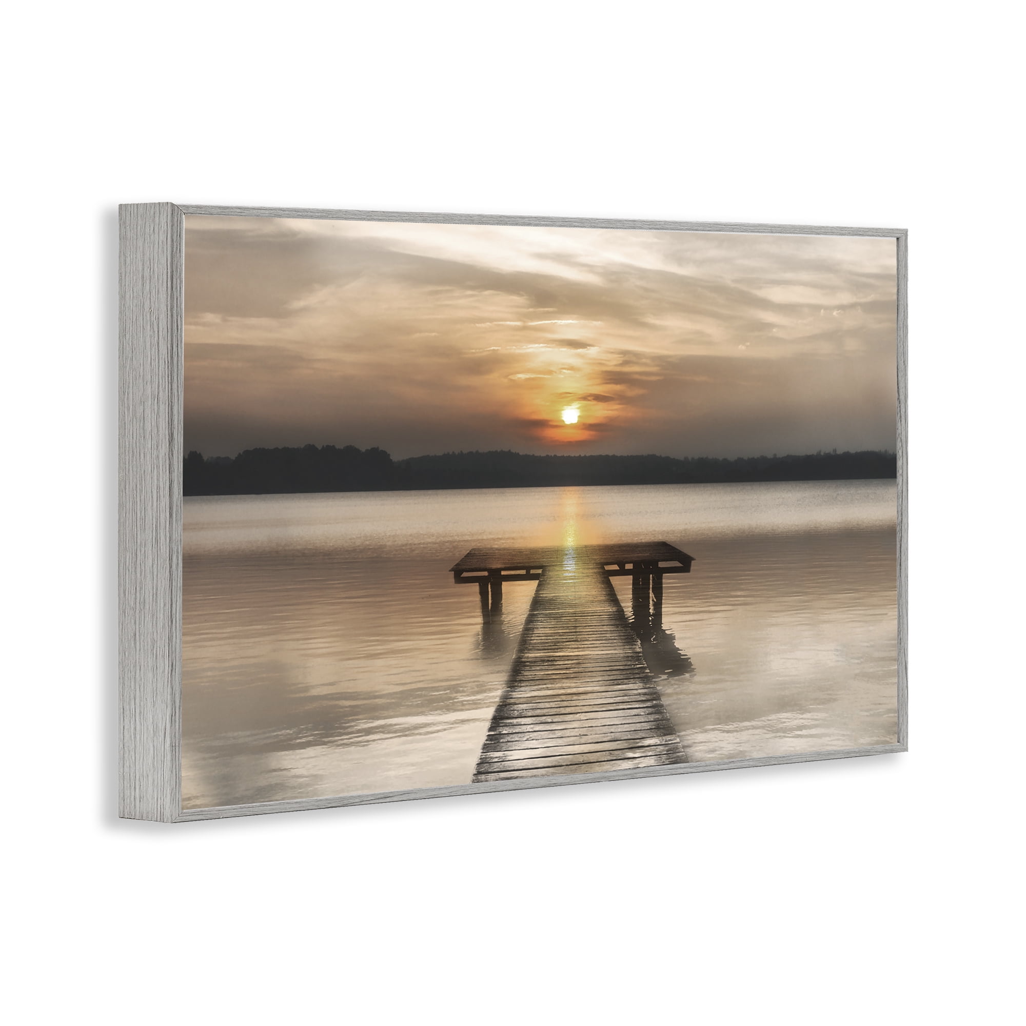 Stupell Industries Centric Reflective Sunrise Gray Framed Giclee Art, design by Irene Weisz