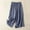 Blue, variant on Women's Fashion Culottes Linen Cropped Yoga Wide Leg Pants Elastic Waist Casual Solid Comfy Loose Trousers with Pockets