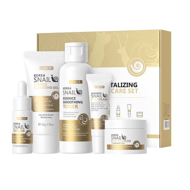 Kit de cuidado de la piel HXLYBD Korean Snail Essence con limpiador y tónico