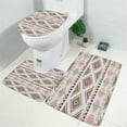 thumbnail image 2 of Brown Triangular Geometric Pattern Bathroom Rugs Sets 3 Piece,Toilet Cover Set,Absorbent Non Slip Bathroom Mats Sets with U-Shaped Contour Rug Toilet Rug Set, 2 of 5