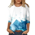 thumbnail image 2 of Dyfzdhu T Shirts for Women Casual Round Neck Three Quarter Sleeve T Shirt Top Colorful Gradient Geometric Print TShirt White, 2 of 4