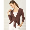 thumbnail image 3 of Women's Tie Front Metallic Ruffled Long Sleeve Open Cardigan, 3 of 6