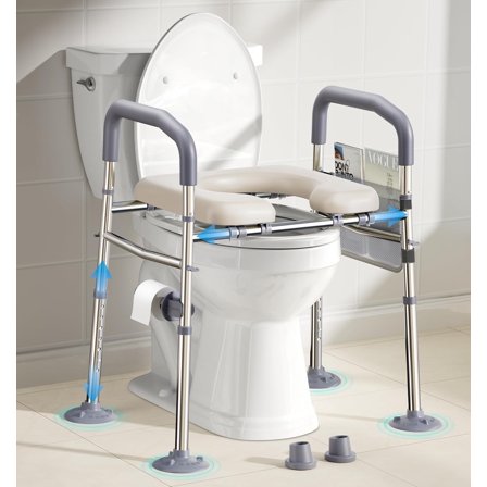 Raised Toilet Seat with Handles, FSA HSA Width & Height Adjustable Toilet Seat Risers for Seniors, Heavy Duty 400lbs Elevated Toilet Seat for Elderly, Pregnant, Handicap, Fit Any Toilet