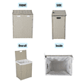 thumbnail image 4 of 100L Laundry Hamper with Lid PE Rattan Powder Coating Frame Clothes Hampers with Two Removable Bags, Wheels, Light Grey, 4 of 9