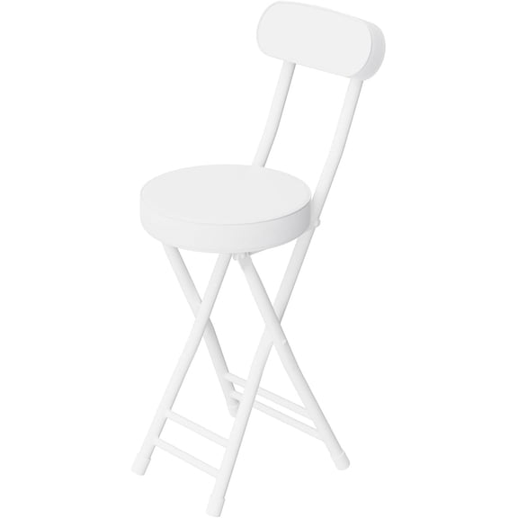 Folding Bar Stool 24 Inch White Cushioned Portable Chair with 300 Lb Capacity
