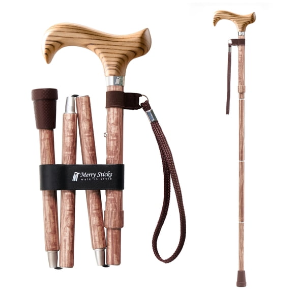 Bastones plegables y ligeros Merry Sticks para mujeres y hombres. Bastón ajustable y plegable para personas mayores. Ayudas para la movilidad y el equilibrio. Mango ergonómico y correa de muñeca. Pali