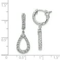 thumbnail image 3 of Primal Silver Sterling Silver Rhodium-plated Cubic Zirconia Hinged Hoop Dangle Teardrop Earrings, 3 of 5