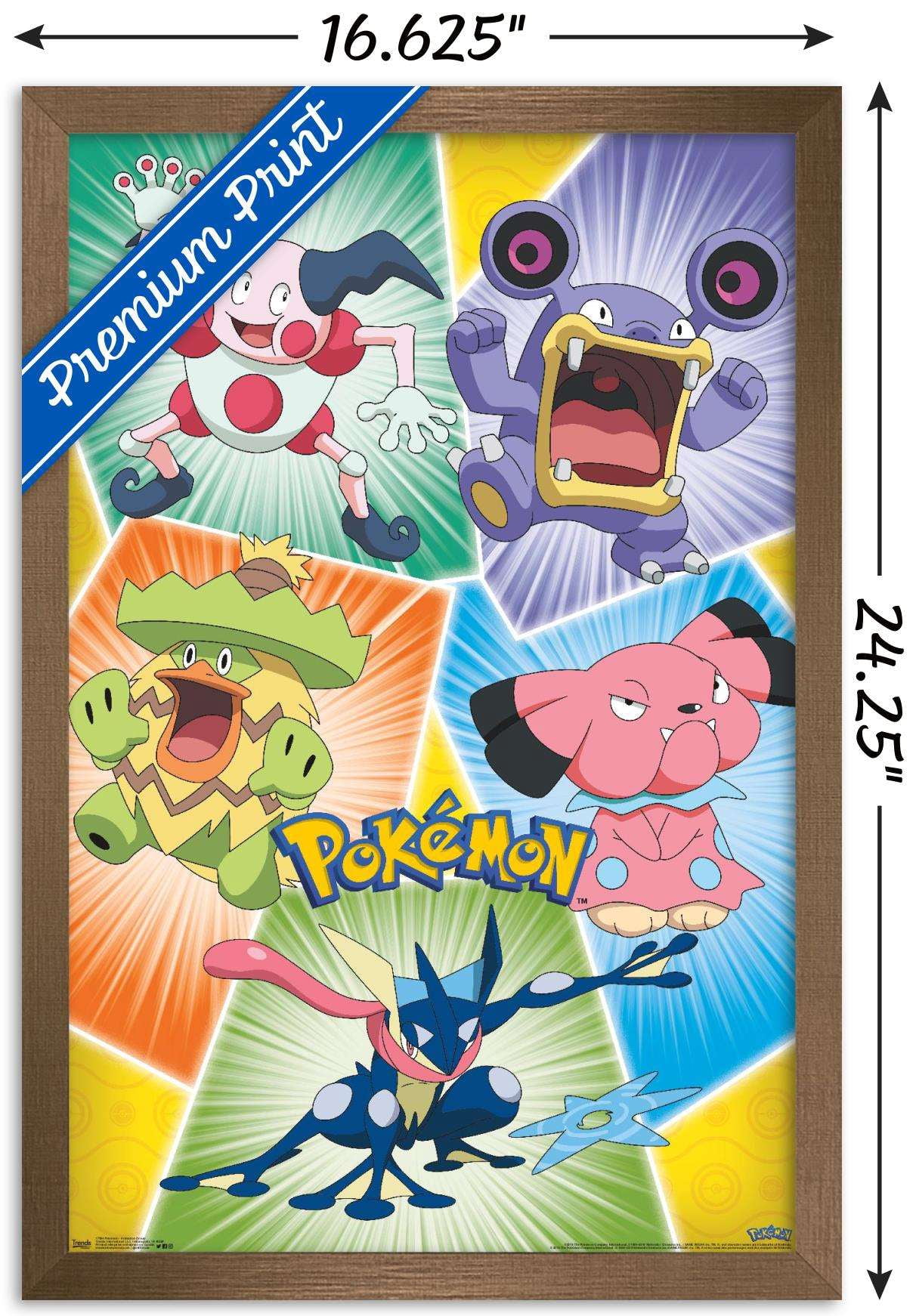 Pokemon - Animation Group Wall Poster, 14.725" x 22.375", Framed
