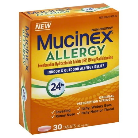 Mucinex Allergy Indoor & Outdoor Allergy Relief Tablets, 180mg, 30 count
