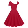 thumbnail image 3 of Gibobby Vestido sexy para mujer Vestido de mujer con temperamento elegante, cintura retro, hombros inclinados, vestido oscilante(Rojo,CH), 3 of 5