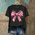 thumbnail image 4 of Odbmxy Womens Shirts Short Sleeve Valentine's Day Tops for Women Plus Size Bow Print Festivals Soft Casual Loose Black Shirts, 4 of 6