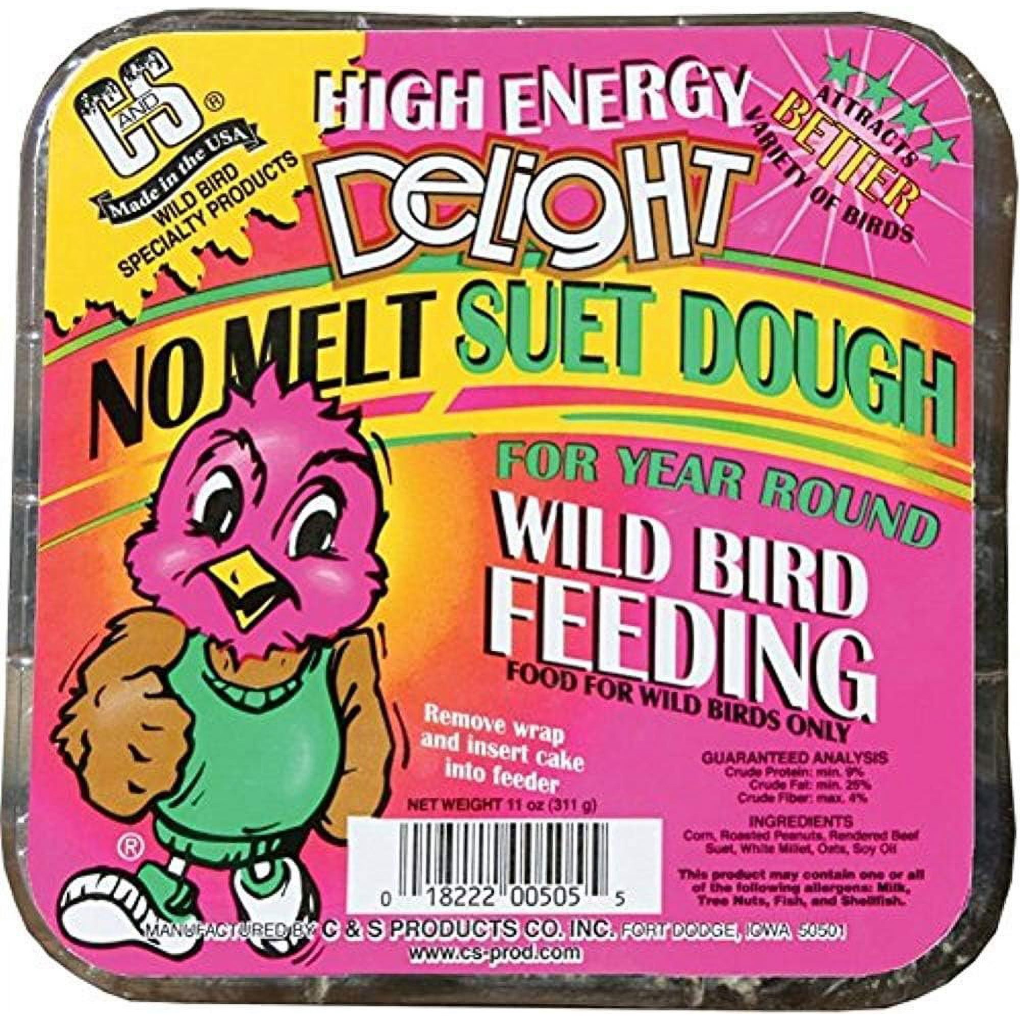 C&S High Energy Delight Peanut No-Melt Suet Dough Wild Bird Food,1 oz