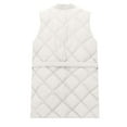 thumbnail image 4 of Hvyesh Womens Long Quilted Vest Sleeveless Button Down Puffer Vest Cotton V Neck Padded Jacket Winter Coat with Belt, 4 of 9
