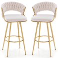 thumbnail image 5 of Gymax 2PCS Velvet Bar Stool 29'' Bar Height Stools Metal Legs w/ Woven Backrest & Gold Beige, 5 of 5