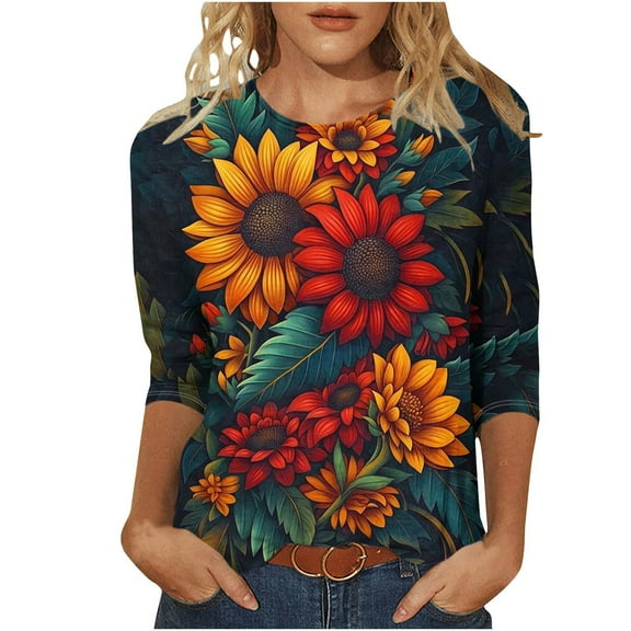 SHE IS My Orders past Orders Fall Shirts for Women 2025 Womens Tops Casual 3/4 Sleeves Plus Size Blouses for Women Long Sleeve Oversized Graphic Tees for Women Vintage