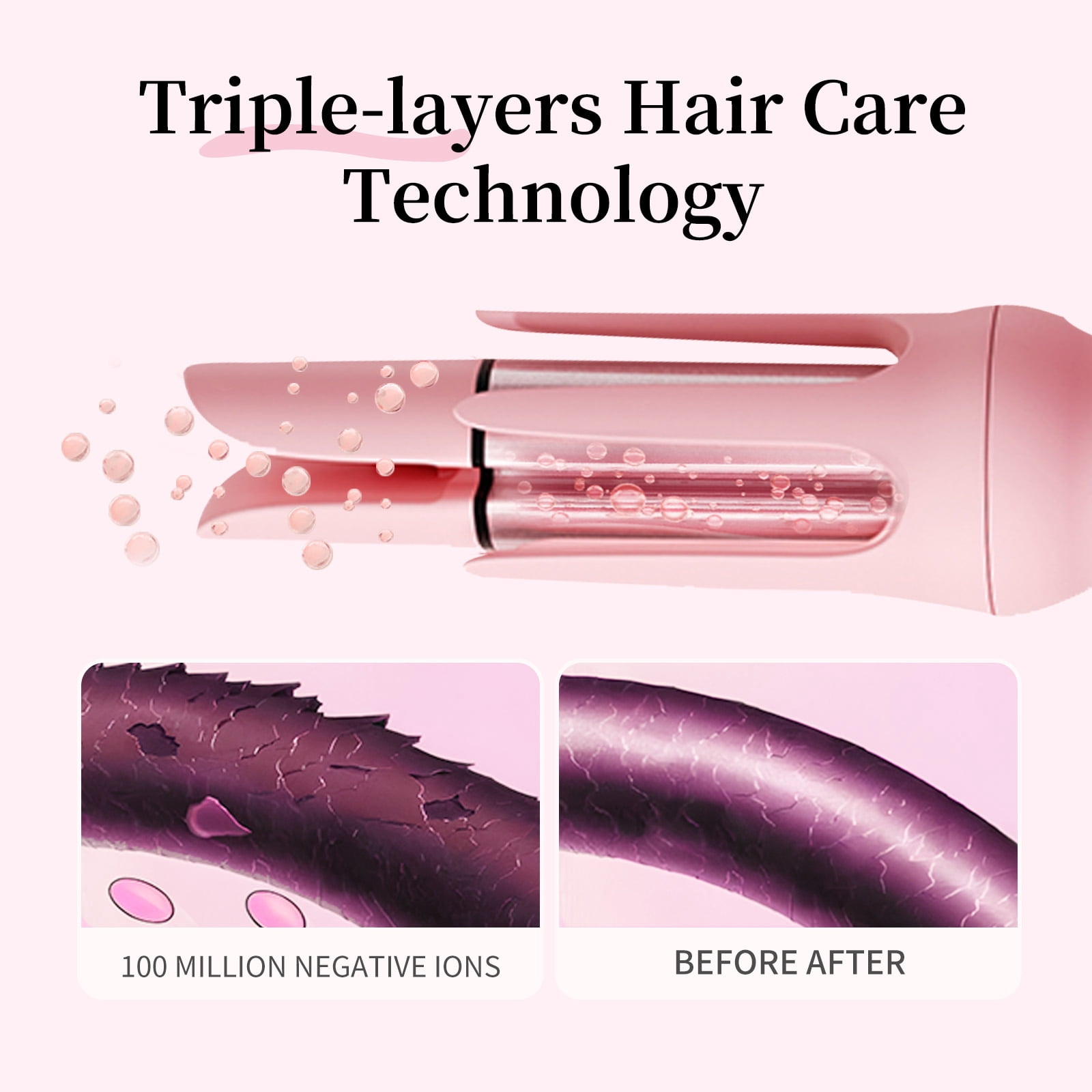 Auto Hair Curler,Rotating Curling Iron 1.25 inch, 4 Temps,Fast & Smooth Curls Lightweight & Purple