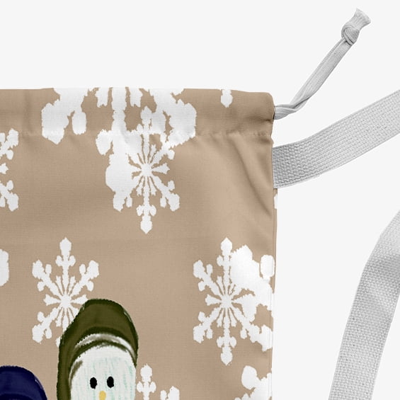 Simply Daisy Sock Snowmen 28 x 36 in Taupe Laundry Bag