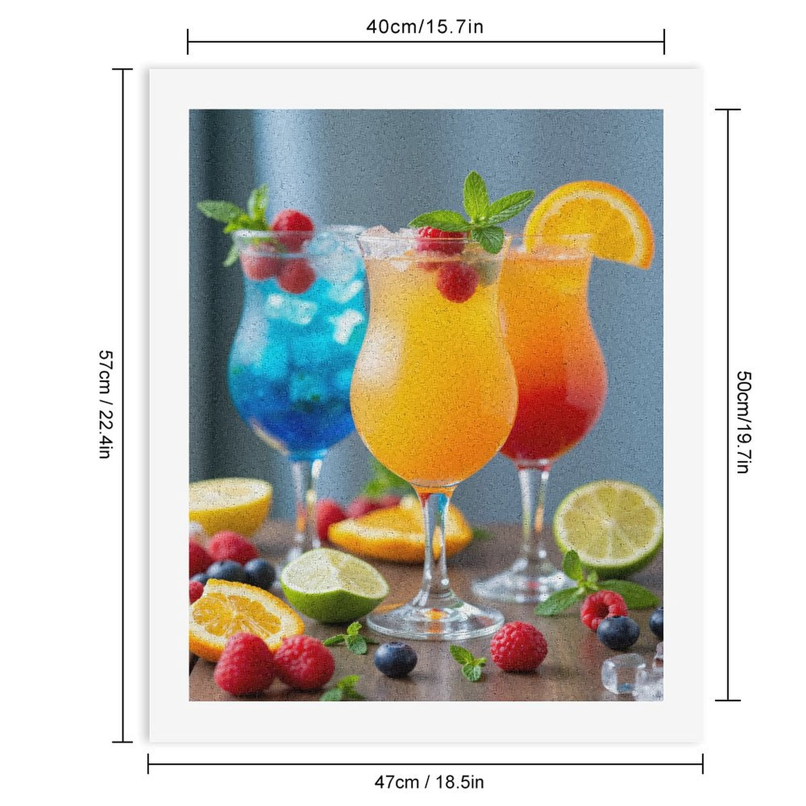 Paint By Numbers Kit for Adults Beginner - DIY Fruit Cocktail Trio Refreshing Drinks Canvas Painting Kits for Adults, Frameless Paint By Number for Adults for Home Wall Decor 16x20 Inch