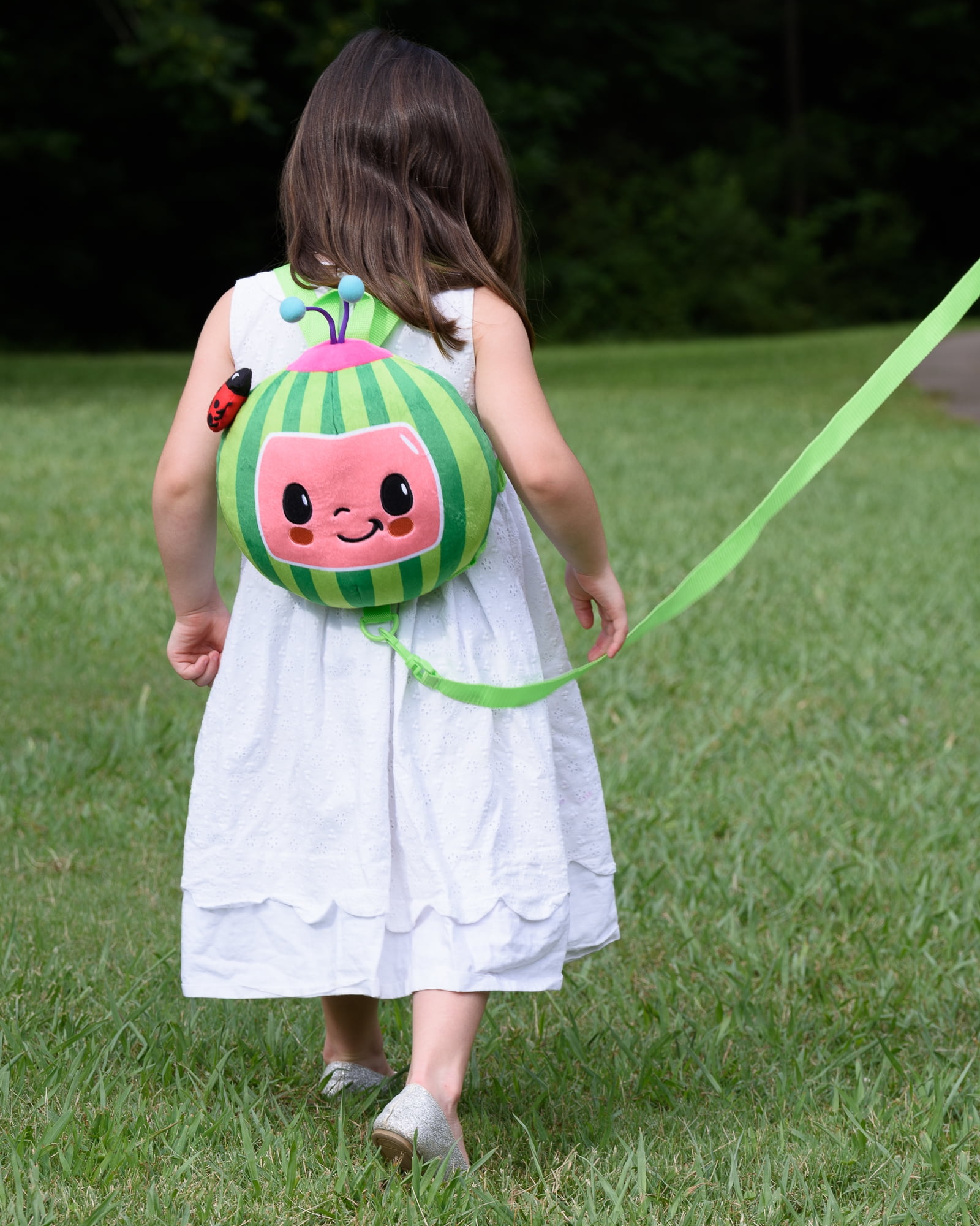 Cocomelon Plush Watermelon Toddler Backpack with Detachable Safety Leash, Anti-Lost Safety Harness 10” Bag for kids