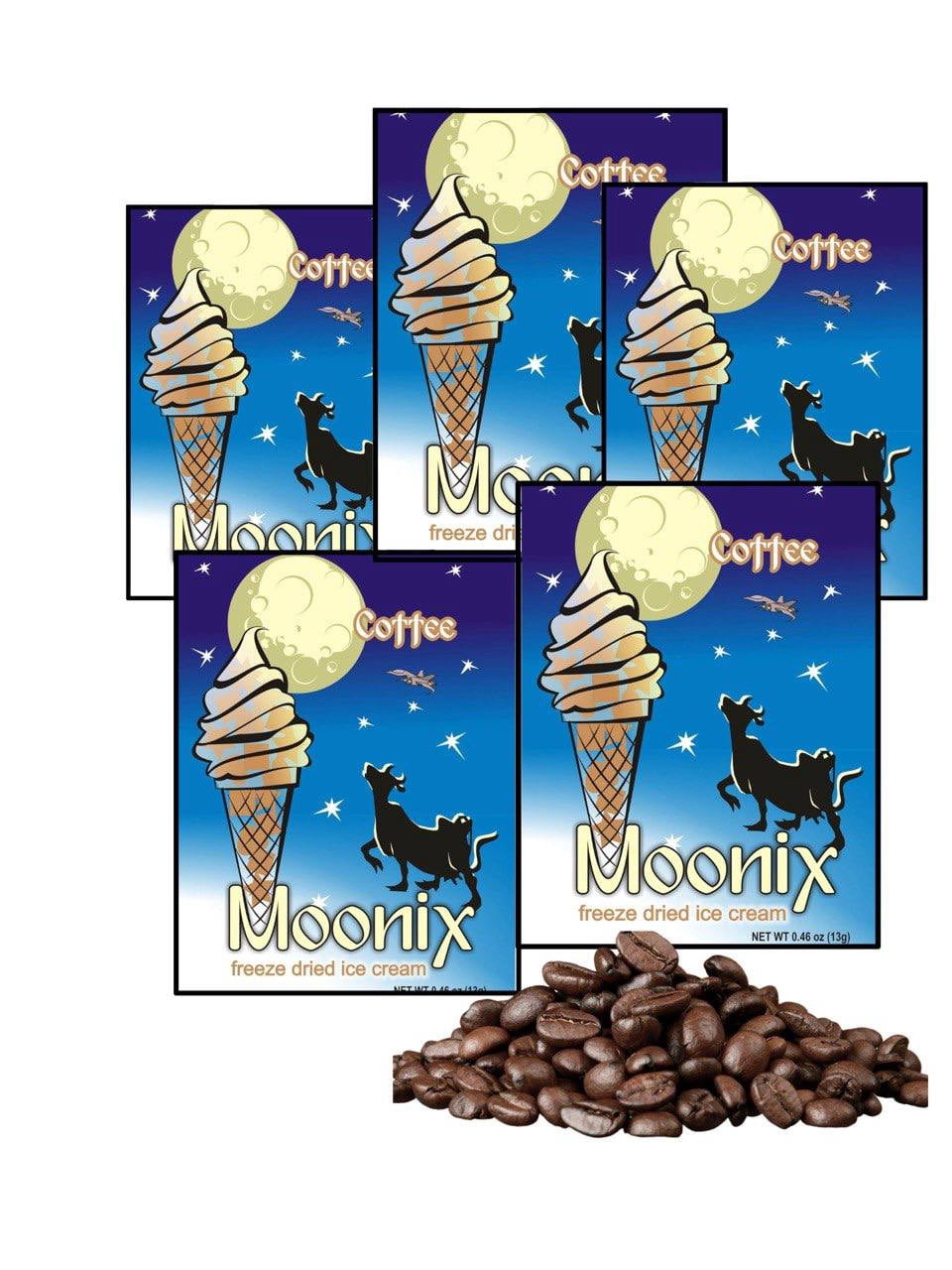 Moonix  Coffee Flavor (5 Packs), Freeze-Dried Ice Cream (5x0.46oz) 5 Bags  No-Melt, Light & Creamy Treat  Made from Real Milk