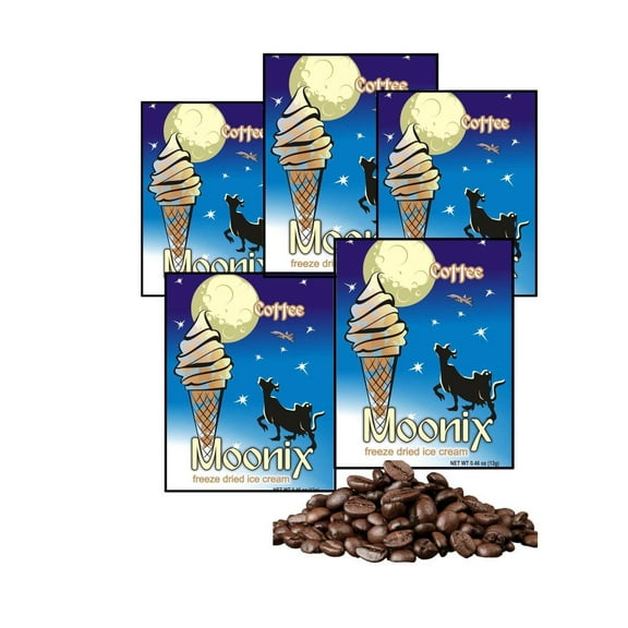 Moonix — Coffee Flavor (5 Packs), Freeze-Dried Ice Cream (5x0.46oz) 5 Bags — No-Melt, Light & Creamy Treat — Made from Real Milk