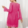 thumbnail image 5 of LYXSSBYX Womens Dresses under 10.00 Fashion Women Autumn Solid Causal V-Neck Long Sleeve Hollow Out Pockets Lace Dress, 5 of 5