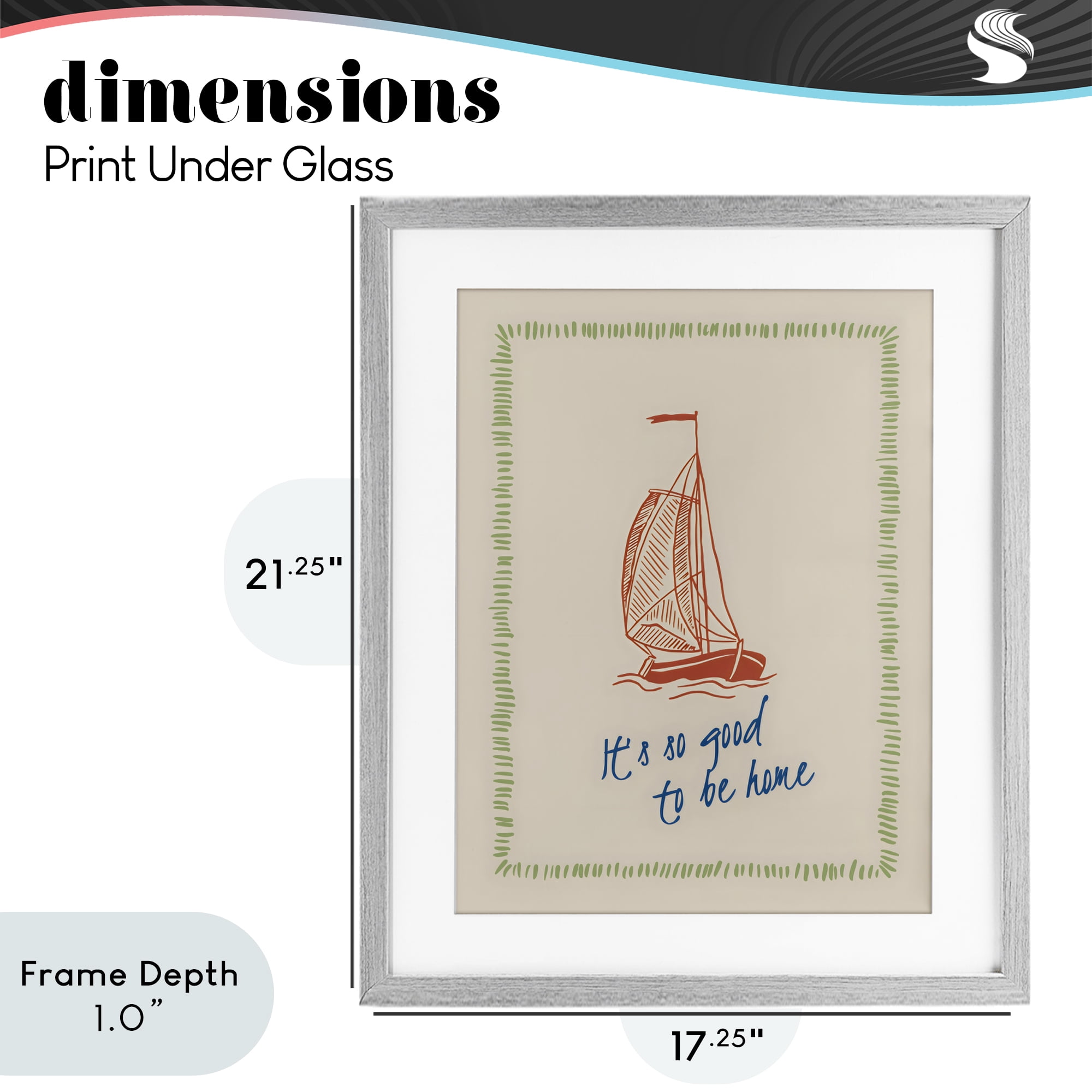 Stupell Industries Good To Be Home Sailboat Gray Framed Print Under Glass, design by The Prints Vibe