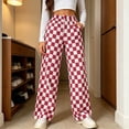 thumbnail image 2 of Tqcoqu Women's Checkered Print High Waist Wide Leg Pants,Drawstring Loose Casual Y2K Gingham Trousers with Side Pockets, 2 of 9
