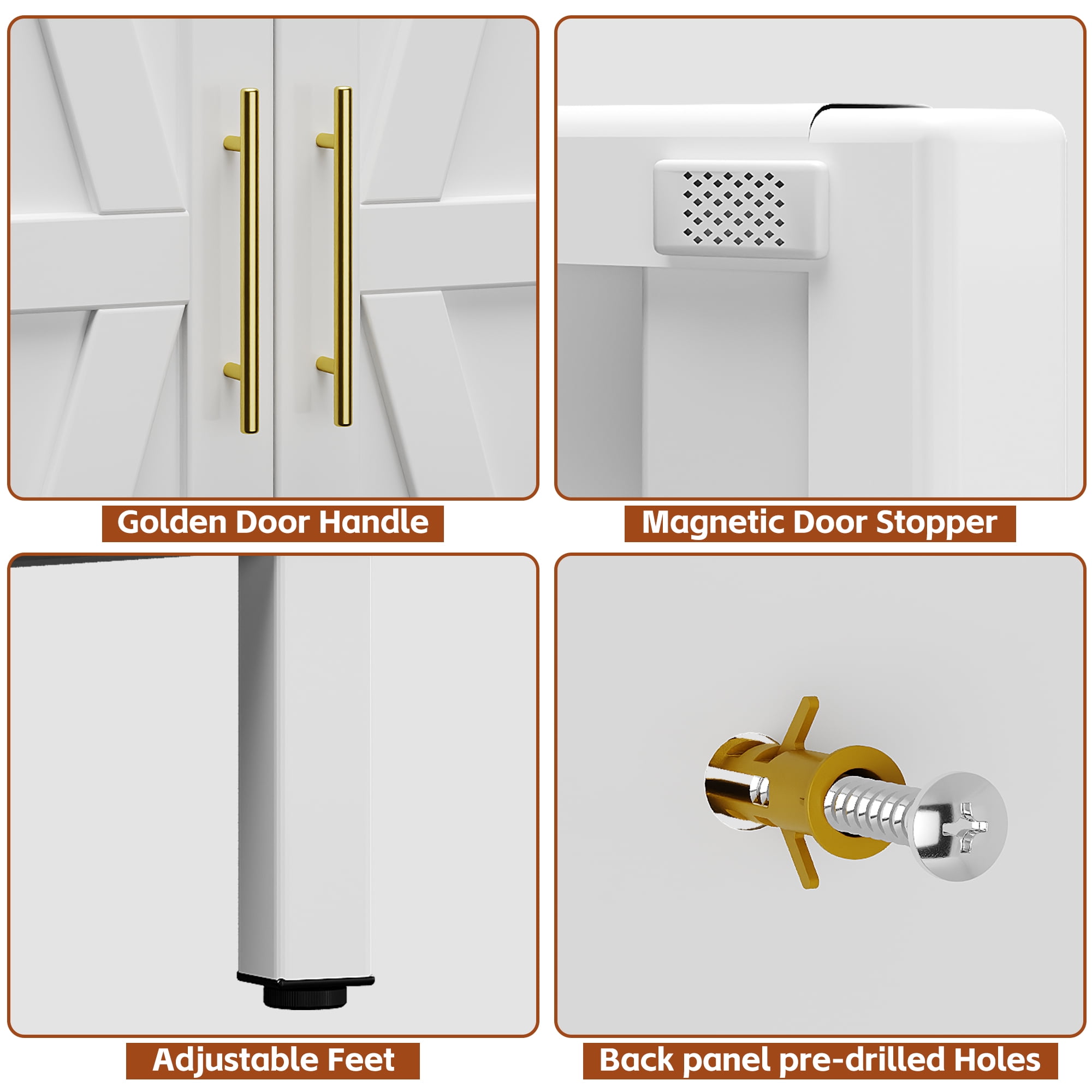 GangMei Metal Storage Cabinet Locker with Hanger Rod and Adjustable Shelves, Large Steel Cabinet for Living Room,Office,School,Gym,Garage,(White)