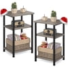Set of 2 End Table, Side Table, Nightstands with 3-Tier Storage Shelves, Sofa Table for Small Space, Living Room Bedroom