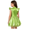 thumbnail image 4 of Oyolan Kids Girls Metallic Twirly Dress Sparkly Shiny Cap Sleeve Alien A Line Swing Dance Midi Dress Green 12, 4 of 5