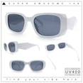thumbnail image 2 of Womens Mod Rectangle Geo Bevel Cut Plastic Fashion Sunglasses White - Black, 2 of 8