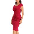 thumbnail image 4 of Hobemty Women's Sheath Dress Pleated Side Pencil Wear-to-Work Dress, 4 of 6