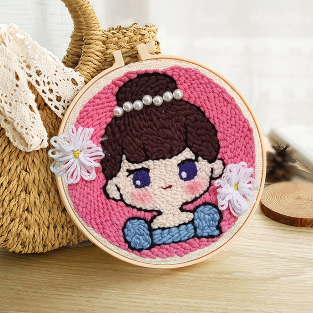 Cute Cartoons Punch Needle Kits Punch Needle Tool with Punch Needle Fabric  Hoop for Adults Beginner
