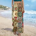 thumbnail image 4 of Cxenplz Palazzo Pants for Women 2025, Elastic High Waisted Boho Casual Loose Wide Leg Pants Plus Size Print Baggy Lounge Trouser Pants on Clearance, 4 of 6