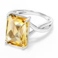 thumbnail image 4 of Gem Stone King 10K White Gold Yellow Citrine Engagement Ring for Women | 6.76 Cttw | Emerald Cut Checkerboard 14X10MM | Gemstone November Birthstone | Size 5, 4 of 6