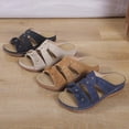 thumbnail image 3 of Arch Support Sandals Women's Summer Shoes Sandals for Women Wedge Shoes Slip On Dressy Sandal Summer Comfortable Casual Slides Sandals Lightweight Memory Foam Walking Platform Blue 9, 3 of 5