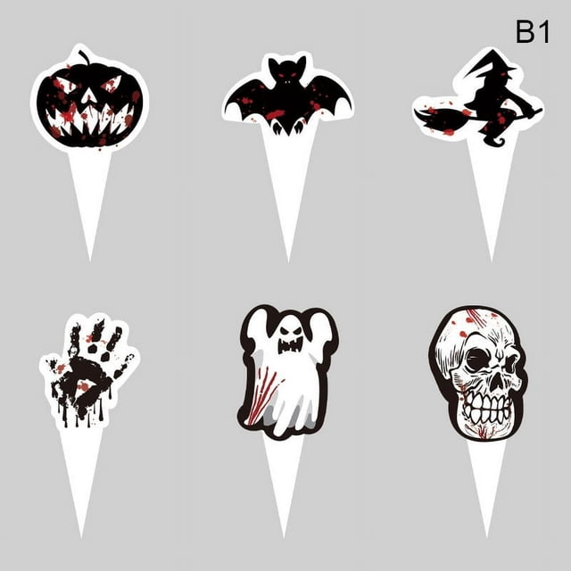 6pcs Halloween Cupcake Wraps Cake Toppers Label Marking for Food Sandwich Muffin