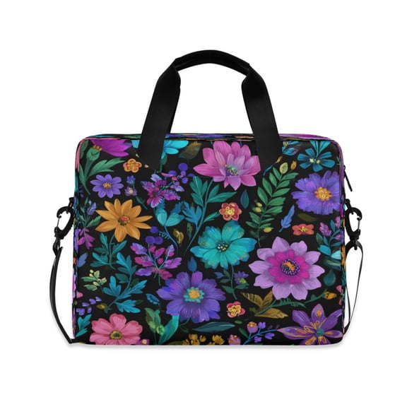 16" Laptop Tote Bag Laptop Sleeve Case Computer Briefcase for Work & Travel Colorful Flowers and Vines