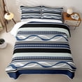 thumbnail image 2 of jejeloiu Nautical Striped Twin Quilt Set,Wave Print Twin Coverlet Set For Boys,Blue Gray,2-Piece, 2 of 7