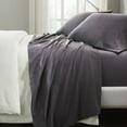 thumbnail image 5 of Superior Chloe 100% Cotton Percale Linen Texture Bed Sheet Set, King, Washed Plum, 5 of 12