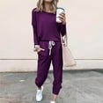 thumbnail image 2 of YUGYXL Jogger Sets for Women 2 Piece Lounge Sets Long Sleeve Tops Sweatpant Sweatsuits Set Casual Workout Tracksuits Outfits Purple XXL, 2 of 4