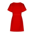 thumbnail image 4 of IROINNID Formal Dress for Women Wedding Guest Evening Night Party Dress Trendy Lace Up Round Neck Short Sleeved Waistband Dress,Red, 4 of 5