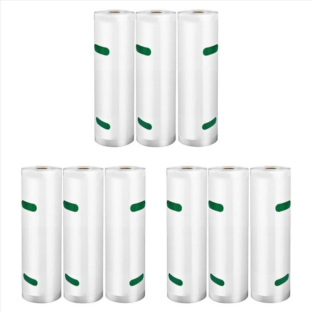 Bolsas Selladoras Al Vacío Rollos Paquete de 9 para Conservar los Alimentos, Bolsas de Almacenamiento de Vacío Servicio Pesado para Cocción Sous Vide, Congelador