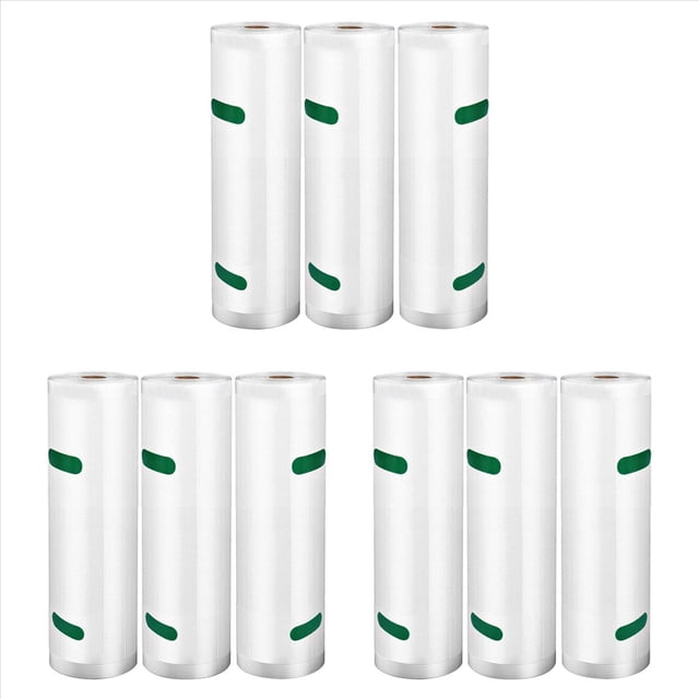 Vacuum Sealer Bags Rolls 9 Pack for Food Saver, Heavy Duty Vacuum Storage Bags for Sous Vide Cooking, Freezer,9 x Packing bag,White