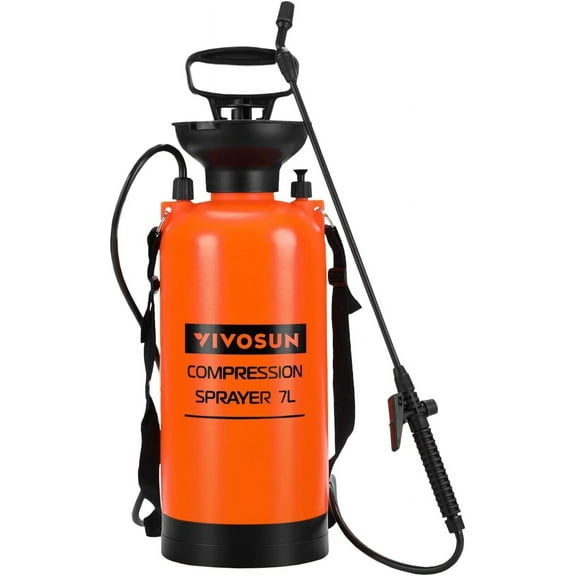 VIVOSUN 1.85-Gallon Pump Pressure Sprayer, Pressurized Lawn & Garden Water Spray Bottle with Adjustable Shoulder Strap, for Spraying Plants, Garden Watering and Household Cleaning