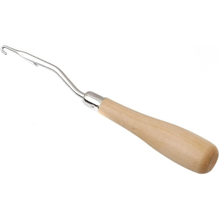Craft County Ergonomic Bent Latch Hook Tool - Wooden Handle - 6.375 x  0.843