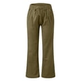 thumbnail image 6 of Womens Linen Pants Wide Leg Drawstring Waist Cotton Linen Pants Summer Casual Loose Fit Trousers with Pockets Army Green S, 6 of 6