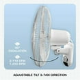 thumbnail image 3 of Hurricane Classic 16 Inch 90 Degree Oscillating 3 Speed Wall Fan, White (2 Pack), 3 of 8